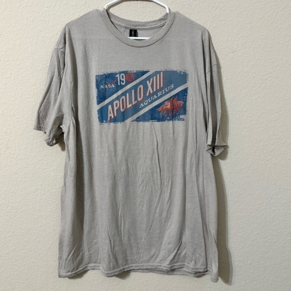 Anvil Nasa T-Shirt Gray Apollo XIII Aquarius Graphic Short Sleeve Tee Space